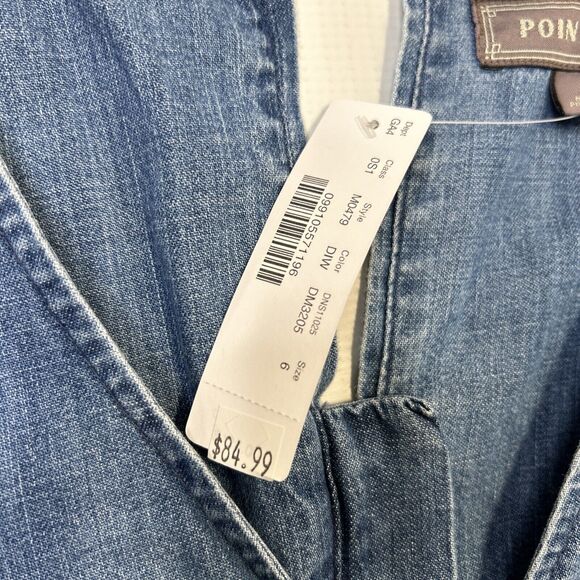 J CREW Point Sur Wide Leg Tailored Indigo Blue Denim Jumpsuit Size 6 Sleeveless - Picture 14 of 16